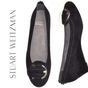 STUART WEITZMAN black suede wedges